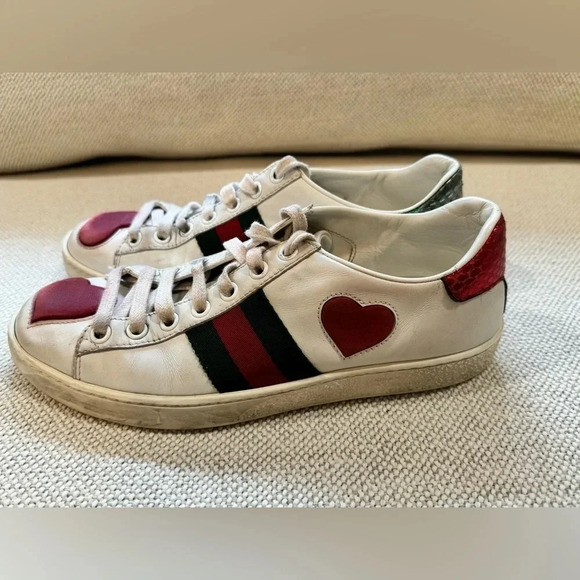 GUCCI Ace Low Heart - 435638-A38M0-9074 size 35.5/US 5.5 - Picture 3 of 16